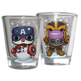Funko Marvel Toothpick Holders Or Shot Glasses - Collector Corps Exclusive - Captain America Snowman & Holiday Thanos - New, Sealed