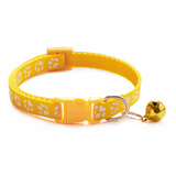 Yellow Adjustable Pet Collar For Cats or Small Dogs - With Click Fastener and Bell