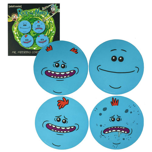 Adult Swim Rick And Morty Mr Meeseeks Coaster Set Of 4 - Collectible Coasters - New In Sealed Package