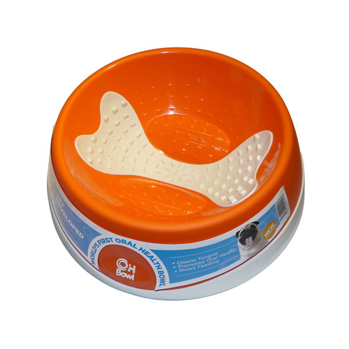 OH Bowl - World's First Oral Health Dog Bowl [Size: Large] [Colour:Orange]