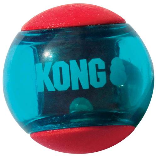 Kong Squeezz Action Ball - Bounce and Squeak Toy for Dogs - Pack of 2 [Colour: Red] [Size: Large]