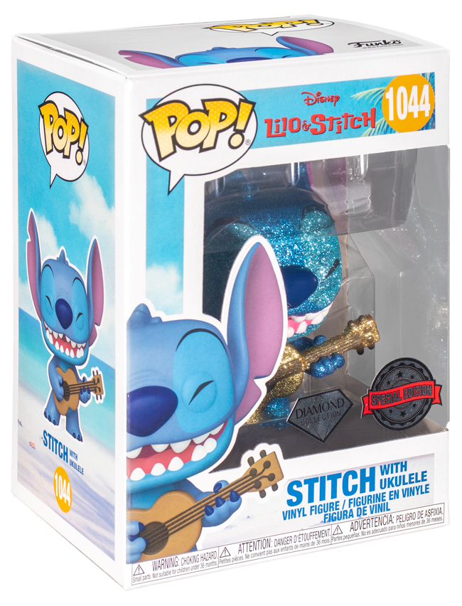 1044 FUNKO POP Disney : Stitch with Ukulele diamond glitter (EE exclus —  D.ESHOP CO.