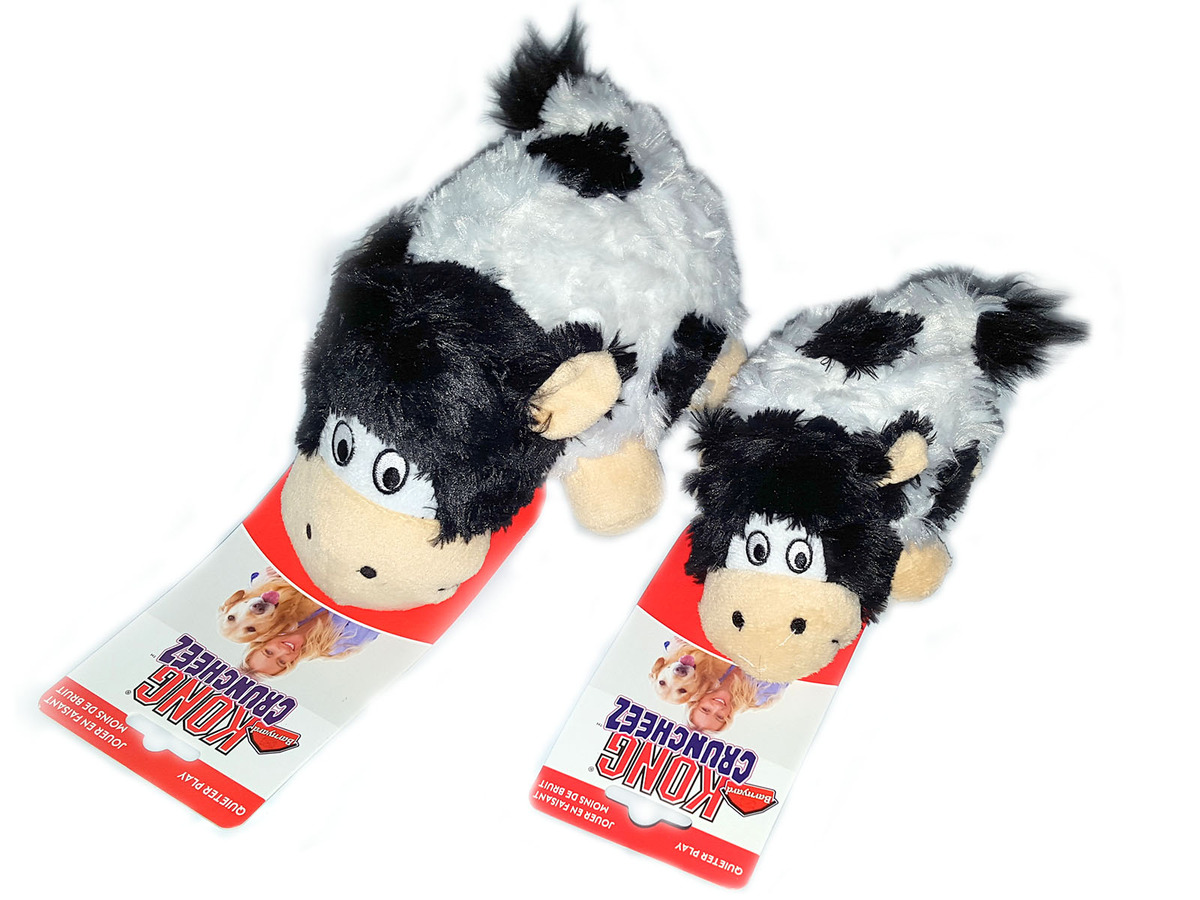 KONG KONG Cruncheez Barnyard Dog Toy Puppy Crunchy Rattles Plush Sheep or Cow S or L 