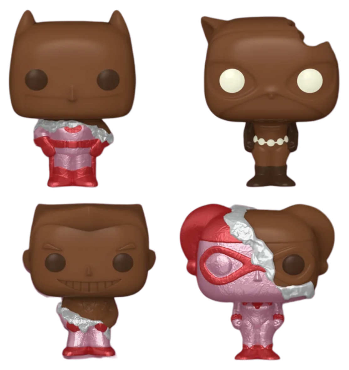 Funko Pocket Pop! DC Valentines Box 4 Pack – Batman (Choc) Portachiavi, Mini Figura In Vinile 11,76 Cm, Regalo Per Fumetti, Riempitivo Calza