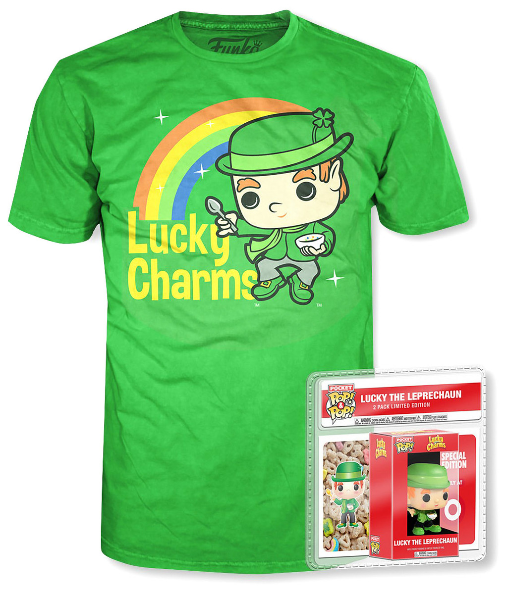 Funko POP! Tees Lucky Charms T-Shirt + Pocket Pop! Lucky The Leprechaun For Kids - Limited