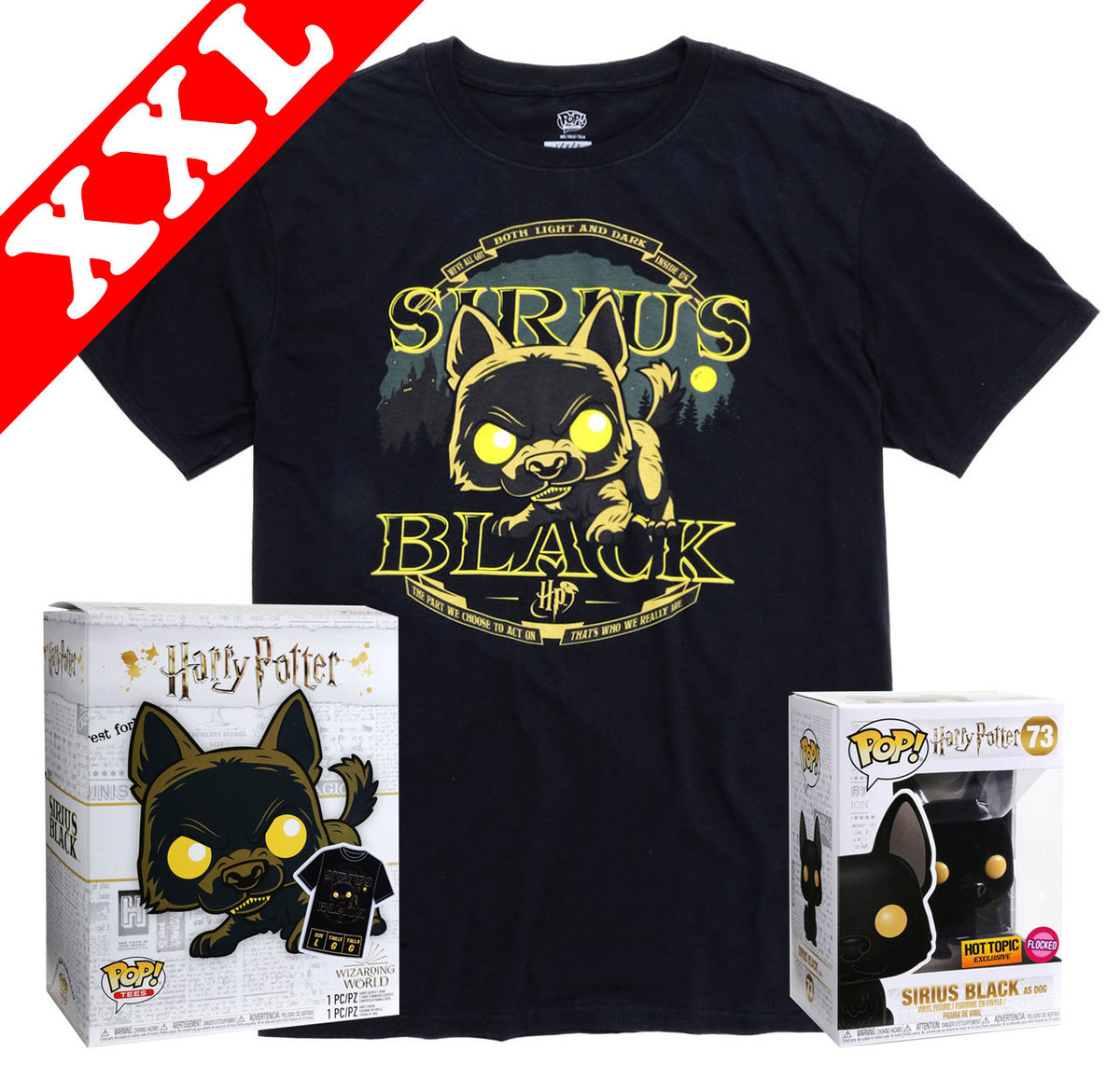 Funko Harry Potter Pop! Tees Sirius Black (As Dog) Flocked POP! & T-Shirt  Box Set - New, Mint, XXL