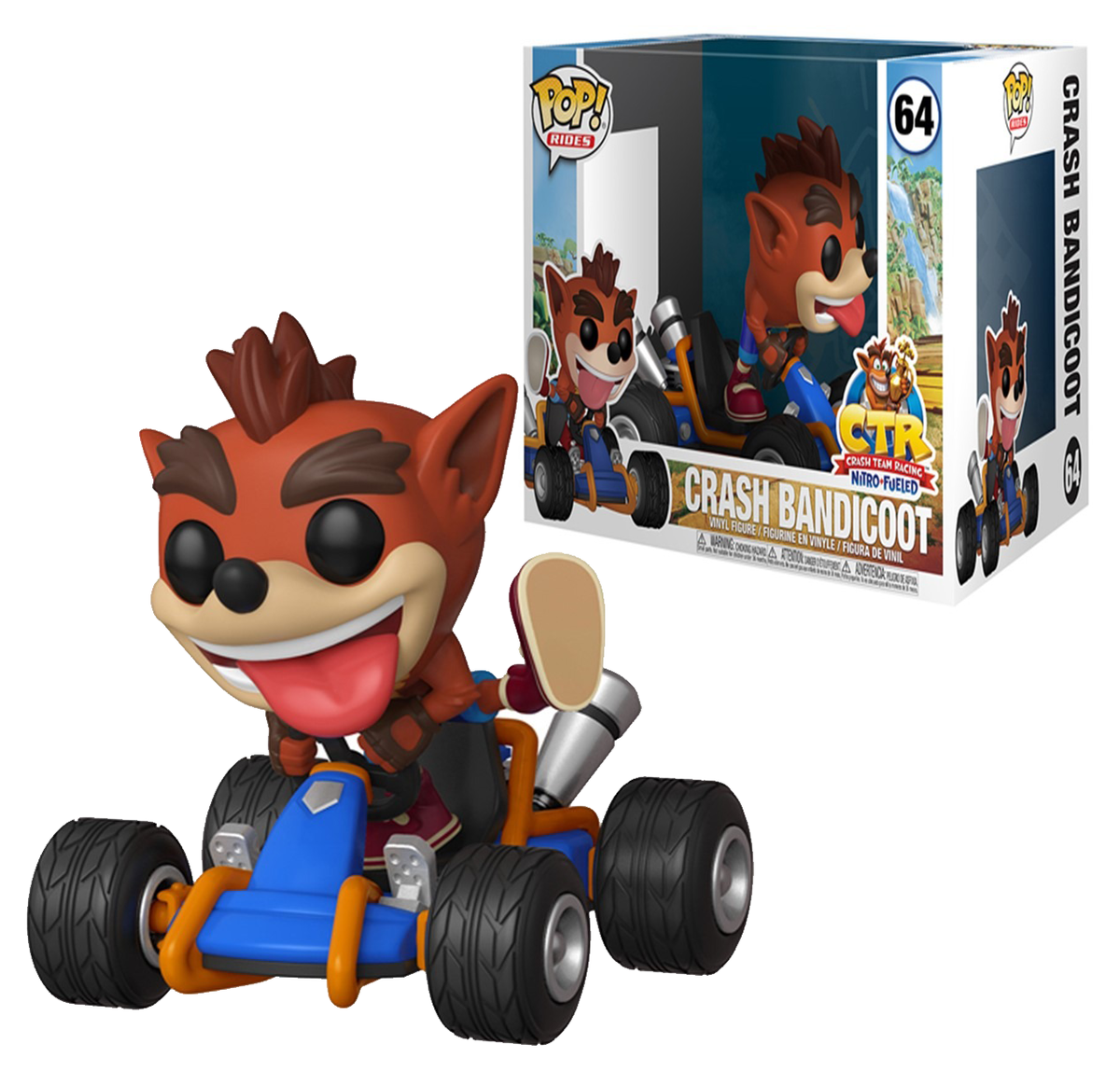 64 Crash Team Racing Rides Vinyl Figure Crash Bandicoot Funko POP!