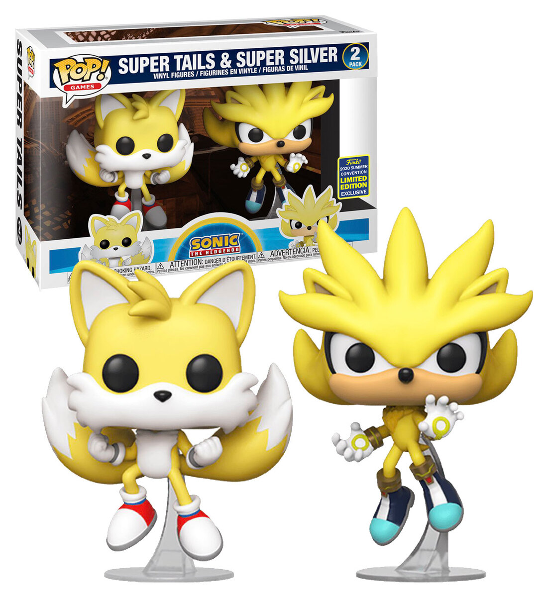 SDCC 2020 PREORDER Sonic The Hedgehog Super Tails And Super Silver Funko Pop 