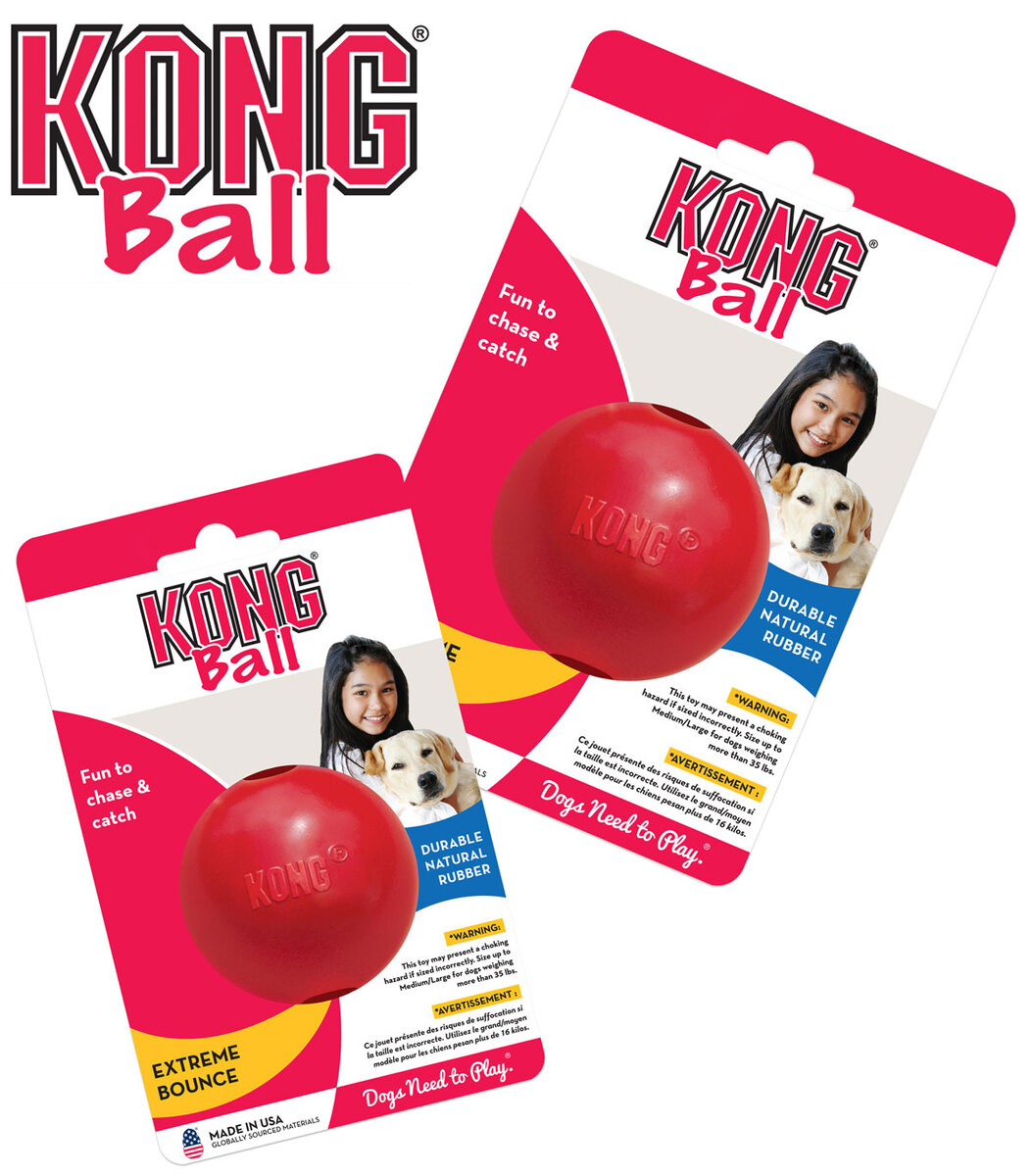 Kong Ball Dog Toy Classic Red Two Sizes