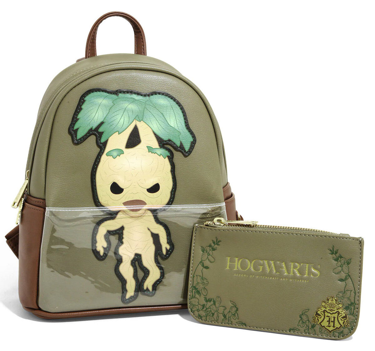 Loungefly Harry Potter Hogwarts Mandrake Mini Backpack Bookbag Removable  Pouch