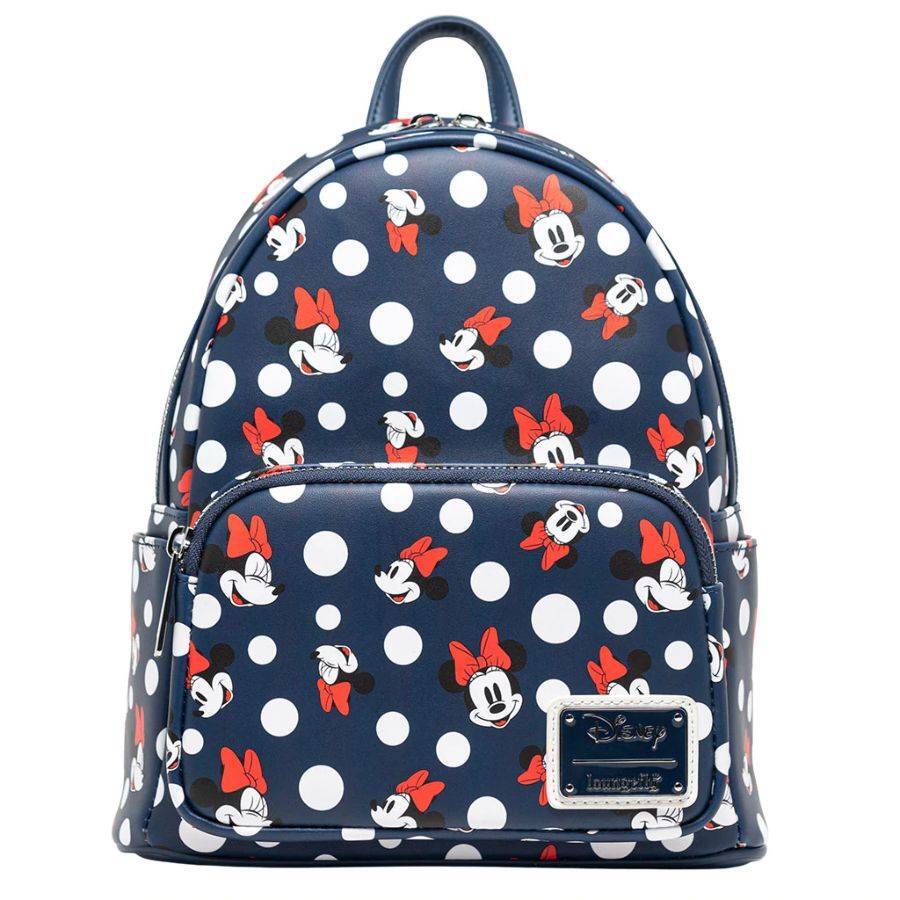 Disney Minnie Mouse Polka Dots Blue Mini Backpack by Loungefly