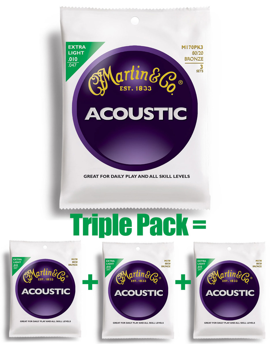 Martin Guitar Strings Acoustic Extra Light M170 (3 Sets) - Your ...