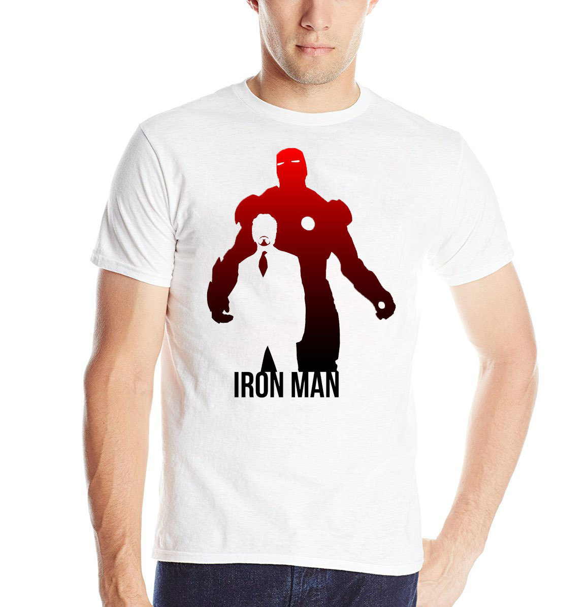 Marvel Iron Man Robert Downey Jr Tony Stark Silhouette Mens T-Shirt New ...