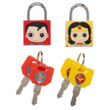 Bioworld Rubberised Brass Padlocks Set of 2 - Superman and Wonder Woman - New