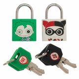 Bioworld Rubberised Brass Padlocks Set of 2 - The Joker And Harley Quinn - New