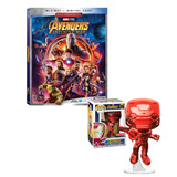 Marvel Avengers: Infinity War Bundle (Blu-Ray Movie + Exclusive Funko POP! #285 Red Chrome Iron Man) - Imported, New, Mint Condition