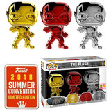 Funko POP! Heroes DC Justice League 3 Pack The Flash (Chrome) - Funko 2018 San Diego Comic Con (SDCC) Limited Edition - New, Mint Condition