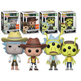 Funko POP! Animation Rick And Morty Alien & Western Bundle (4 POPs) - 2018 San Diego & Emerald City Comic Con (SDCC, ECCC) Limited Edition - New, Mint