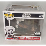 Funko POP! Deluxe Star Wars #234 Scout Trooper With Speeder Bike - Smugglers Bounty Exclusive - New, Box Damaged