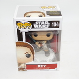 Funko POP! Star Wars The Force Awakens #104 Rey (Battle Pose - White Base) - New Box Damaged