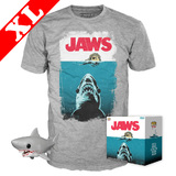 Funko Pop! Tees #758 Jaws Great White Shark (Bloody) Super Size 6" POP! Vinyl & T-Shirt Box Set - Exclusive Import - New, Mint [Size: XL]