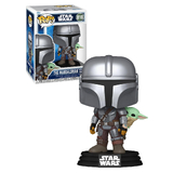 Funko POP! Star Wars #818 The Mandalorian With Grogu (aka Baby Yoda, On Back) - New, Mint Condition