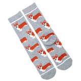 Grey Corgi Crew Socks - Mens Shoe Size 8-12 - New