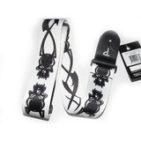 Guitar Strap by Perri's - Acoustic, Electric or Bass - Tribal Skull White Black
