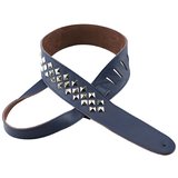 Perri's Guitar Strap 100% Leather - Premium Studded Blue - New With Tags