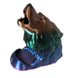 Supportive Solutions 3D Printed Howling Wolf Dice Tower - Rainbow Gradient - New, Handmade