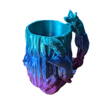 Supportive Solutions 3D Printed Jumping Fox Can Holder - Purple/Blue/Teal Rainbow Silk - New, Handmade