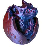 Supportive Solutions Hatchling Dragon Figurine - Large Blue & Red - New, Handmade