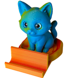 Supportive Solutions Kitten Phone Stand - One Size Cyan/Yellow & Orange/Red - New, Handmade