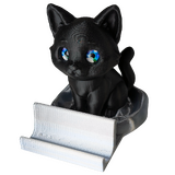 Supportive Solutions Kitten Phone Stand - One Size Black & Silver - New, Handmade