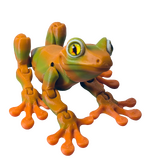 Supportive Solutions Tree Frog (Magnetised) Flexible Figure - Large Green/Orange - New, Handmade