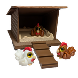 Supportive Solutions Chicks & Coop Homestead Miniature Collection Playset - Set Of 5 Multi-coloured - New, Handmade