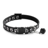 Black Adjustable Pet Collar For Cats or Small Dogs - With Click Fastener and Bell