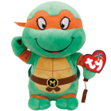 TY Beanie Buddy Teenage Mutant Ninja Turtles 13” Michelangelo Beanie Baby - New, With Tags
