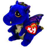 TY Beanie Boos Saffire Blue Speckled Dragon Beanie Baby - New, With Tags