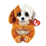 TY Beanie Bellies Ruggles Brown And White Dog 8” Beanie Baby - New, With Tags