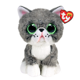 TY Beanie Boos Fergus Grey Cat 6” Beanie Baby - New, With Tags