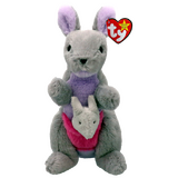 TY Beanie Babies Kayla Grey Kangaroo 8” Beanie Baby - New, With Tags