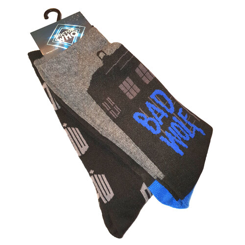 BBC Doctor Who Two Pair Exclusive Crew Socks - One Size Fits Most - New, With Tags