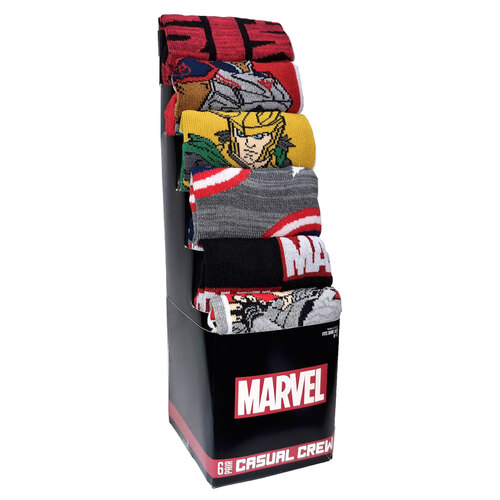 Marvel The Avengers Crew Socks (6 Pair) - New