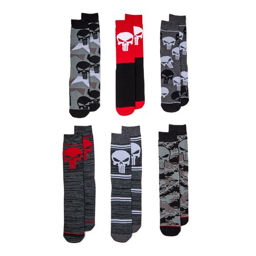 Marvel The Punisher Crew Socks By Bioworld - 6 Different Pairs - New With Tags