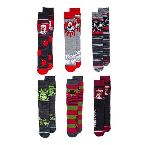 Horror Movies Crew Socks By Bioworld - 6 Different Pairs - New With Tags