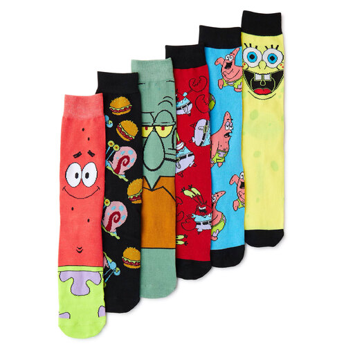 Spongebob Squarepants Crew Socks By Bioworld - 6 Different Pairs - New With Tags