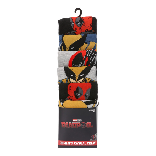 Marvel Deadpool & Wolverine Crew Socks (6 Pair) - New