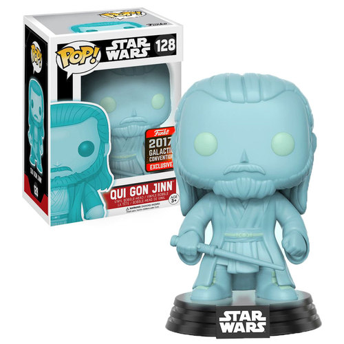 Funko POP! Star Wars Celebration #128 Qui Gon Jinn (Hologram Glow) LIMITED EXCLUSIVE New Mint