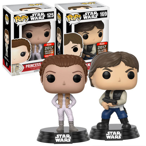 Funko POP! Star Wars Celebration #169 Han Solo & #125 Princess Leia EXCLUSIVES New Mint